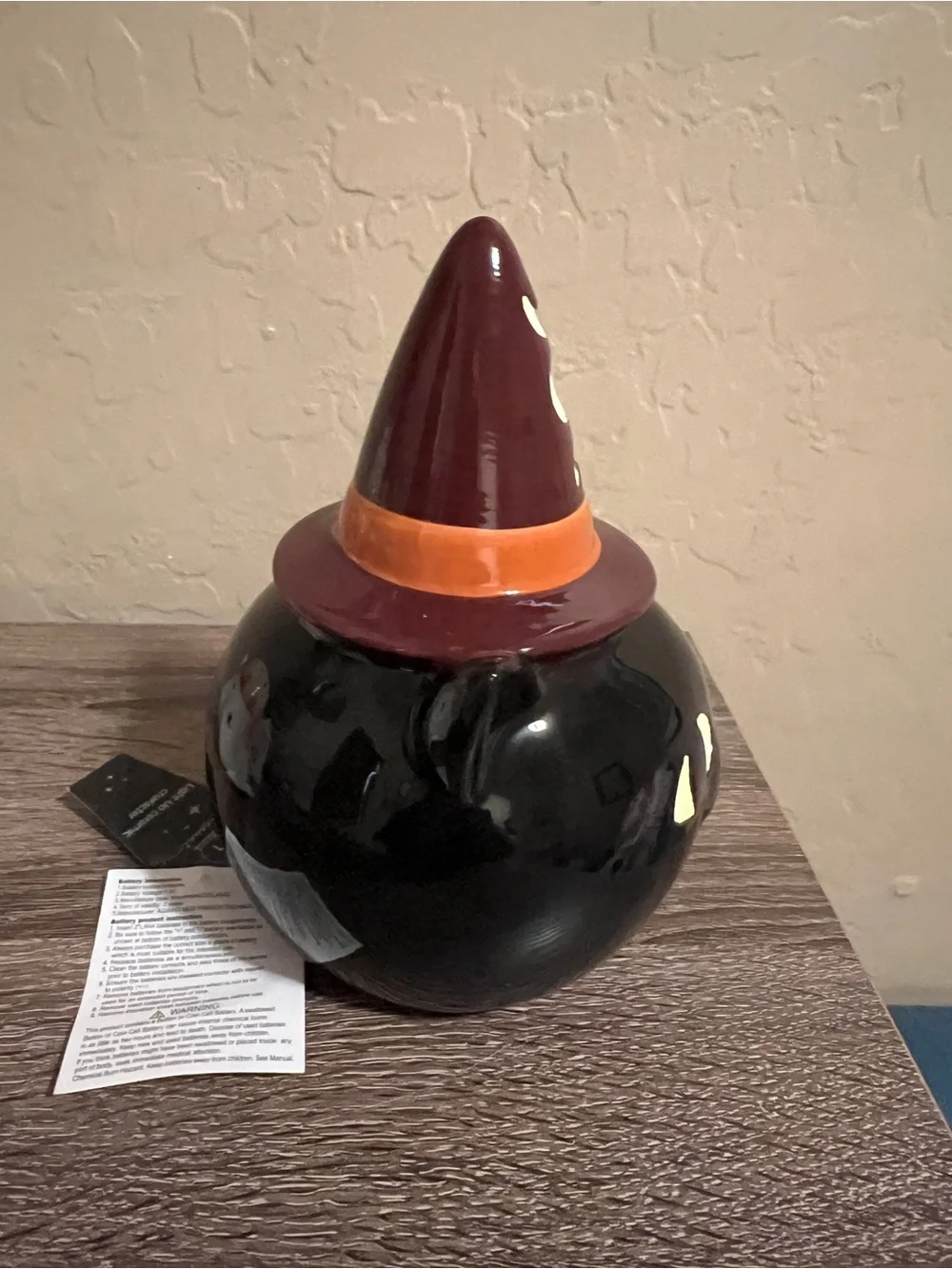 Target Bullseye Ceramic Halloween Black Cat Purple Wizard Hat Light LED NWT